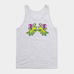 Weird three-eyed monstrous dragons in a face to face confrontation Tank Top